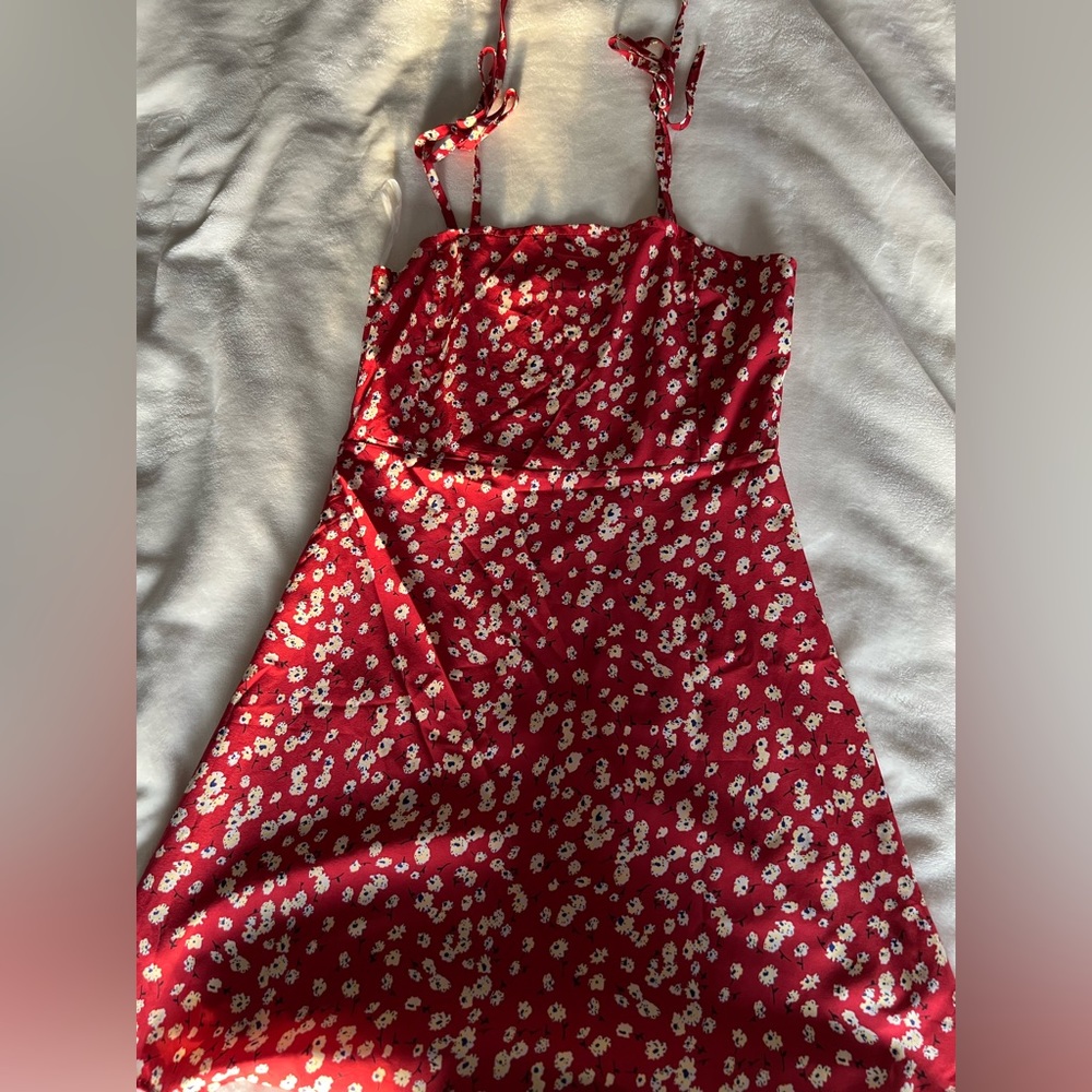 Red floral sundress, size S/M